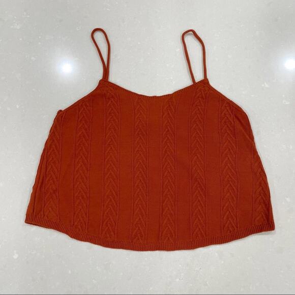 Anthropologie Cable Knit Wide Leg Pant Tank Top Set Burnt Orange XS - Picture 4 of 15